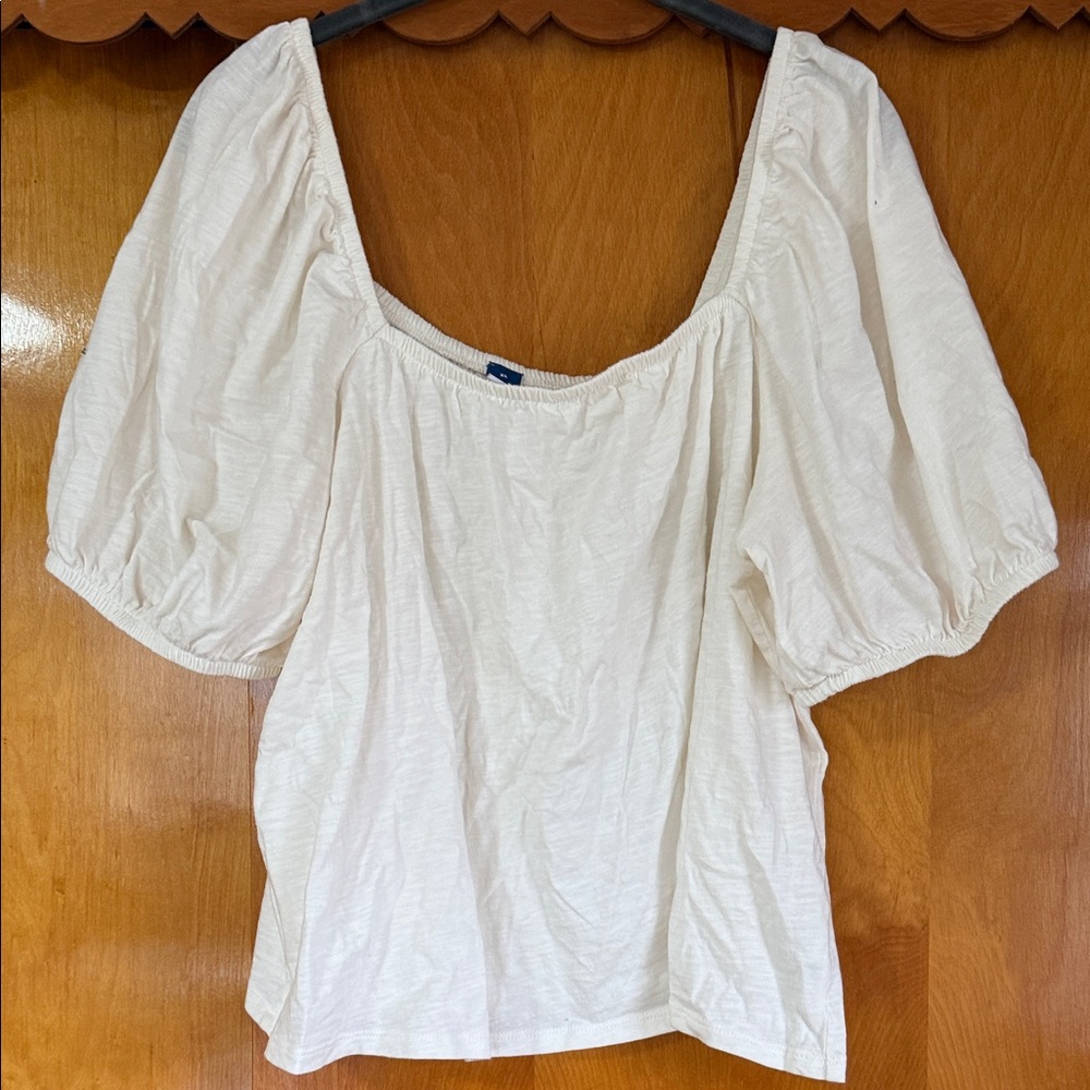Old Navy Cream Puff-Sleeve Square Neck Blouse